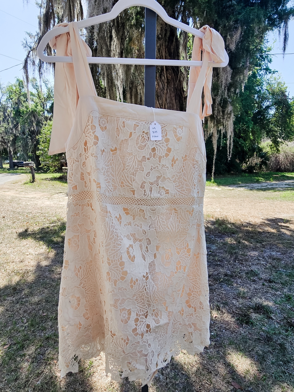 Ivory Lace Sundress with Tie Straps